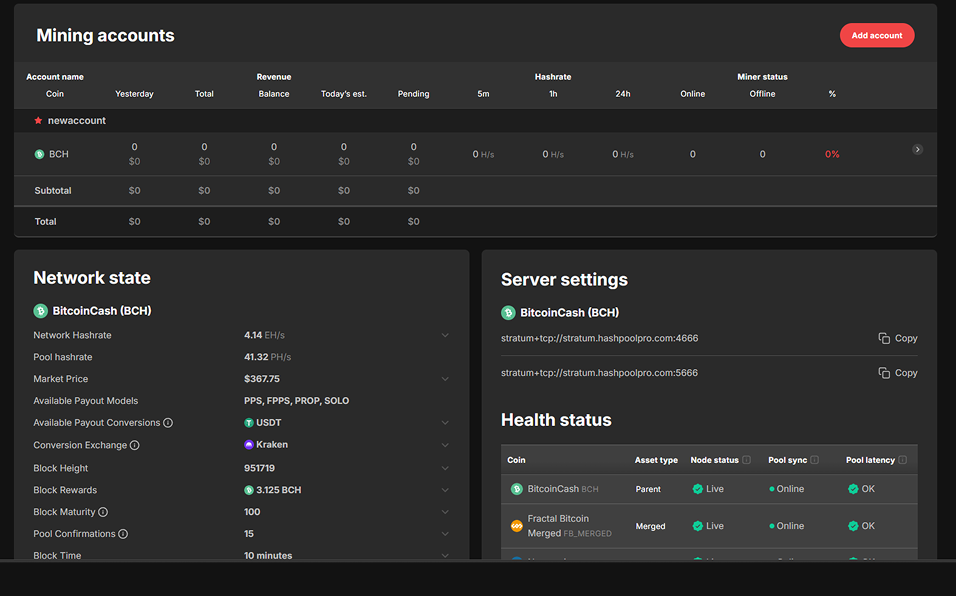 Account settings and network settings
