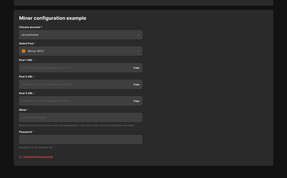 Miner firmware settings